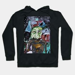 RobotMask NFT with AbstractEye Color and GlassSkin Color - Mystery Night Background Hoodie